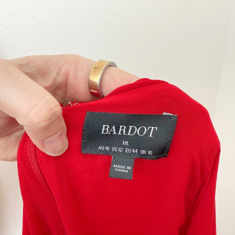 [Anthropologie] Bardot Red Mave Halter Neck Maxi Dress Low Back Ruched Slit 12 - Picture 12 of 12